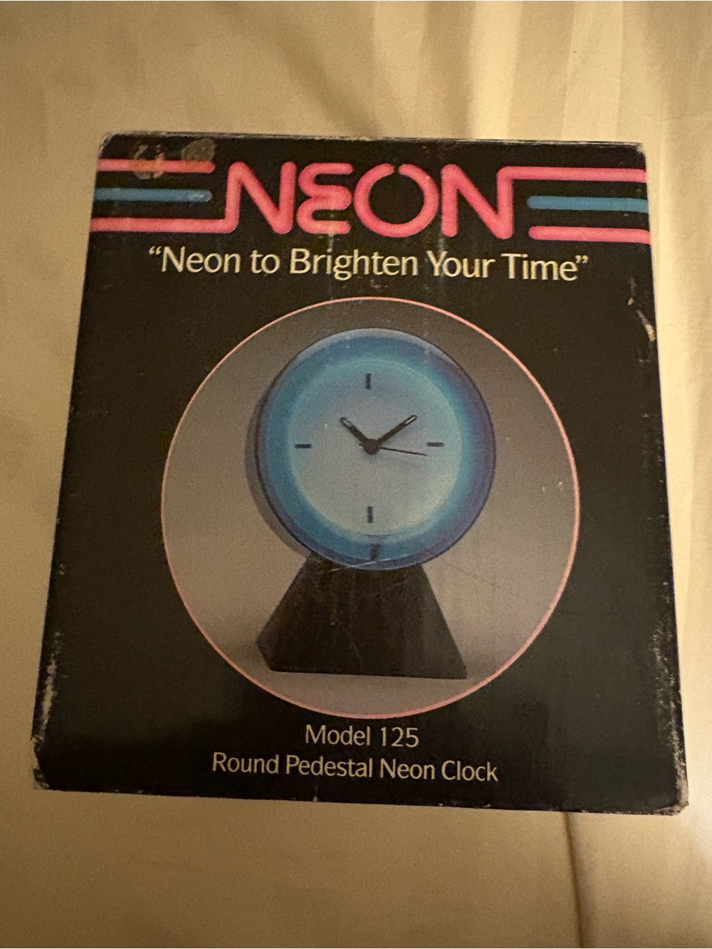 Vintage pedestal  Blue Neon Alarm Clock MIB Paramount Telecom